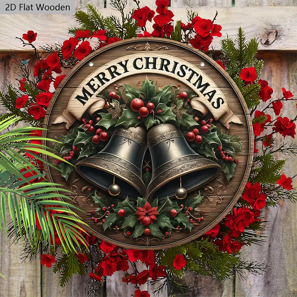 Retro Wooden Christmas Sign with Merry Christmas - Navidad Sign for Front Door Wall Hanging Decor - Ideal Christmas Decoration