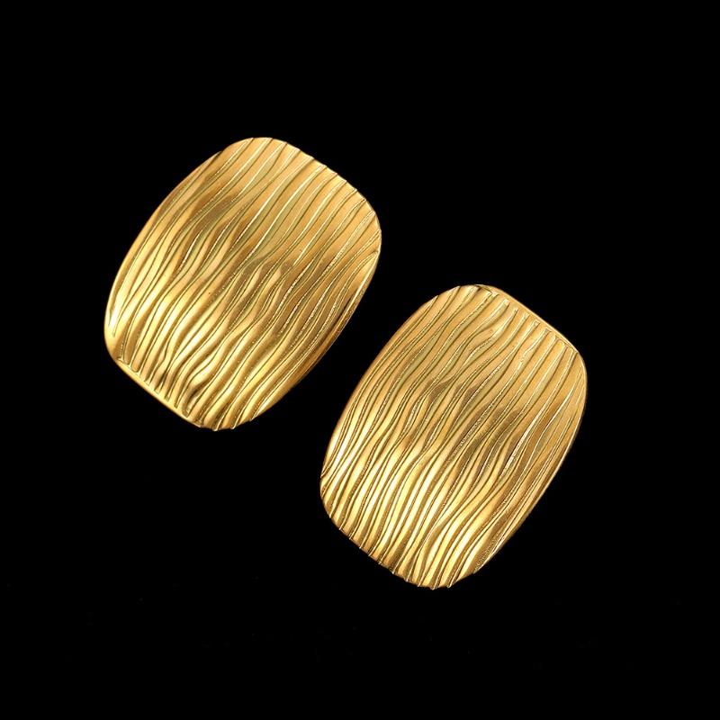 Stainless Steel Stud Earrings, Titanium Steel Statement Earrings, 18k Gold Women's Jewelry, High-end Black Earrings