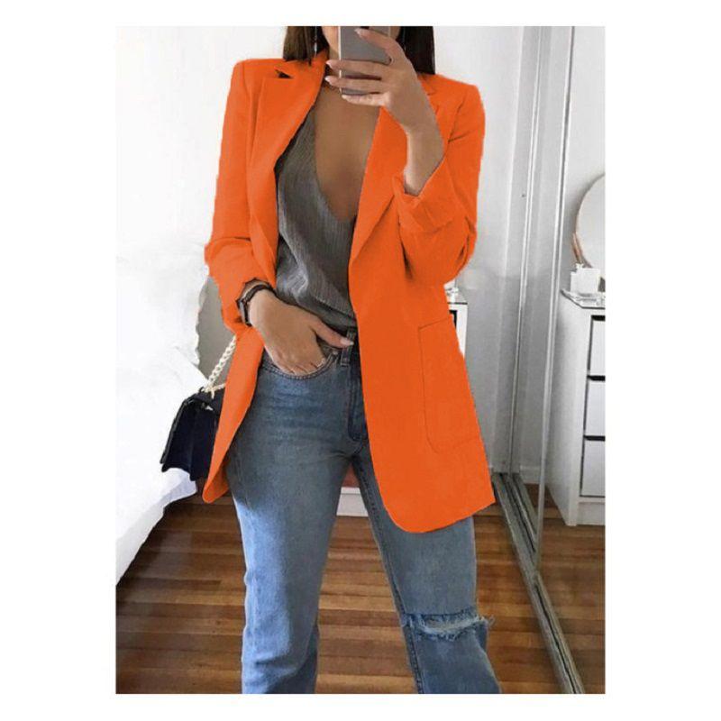 Lapel Women Loose Turndowncollar Long Sleeve Casual Blazer Women Outwear