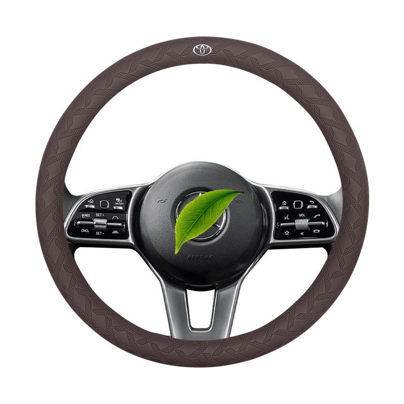 Toyota Nappa Leather Texture Steering Wheel Cover, 3D Non-slip, Sweat-absorbent, Wear-resistant, Ultra-thin Design.