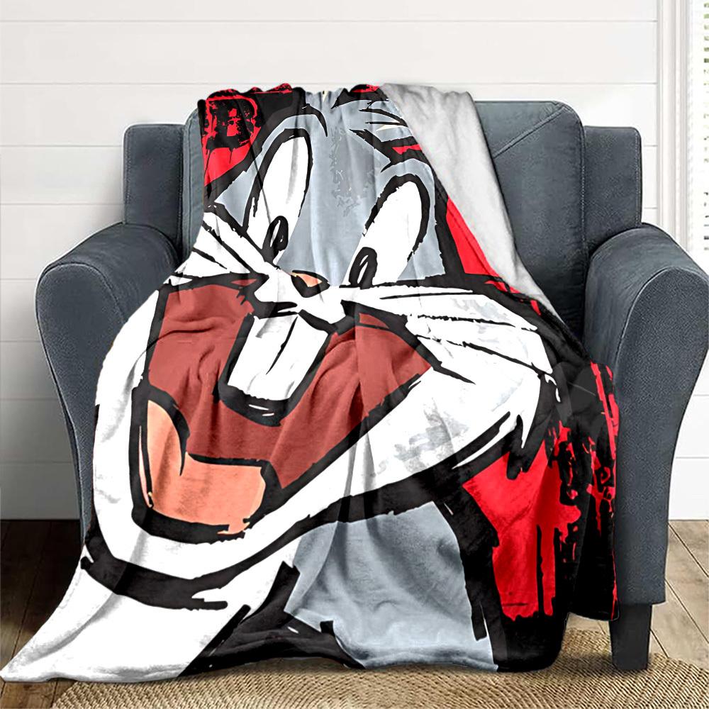 1pc Bugs Bunny Looney Tunes Flannel Throw Blanket Lightweight Soft Warm All Season Blanket for Sofa, Bed, Travel,L1028118