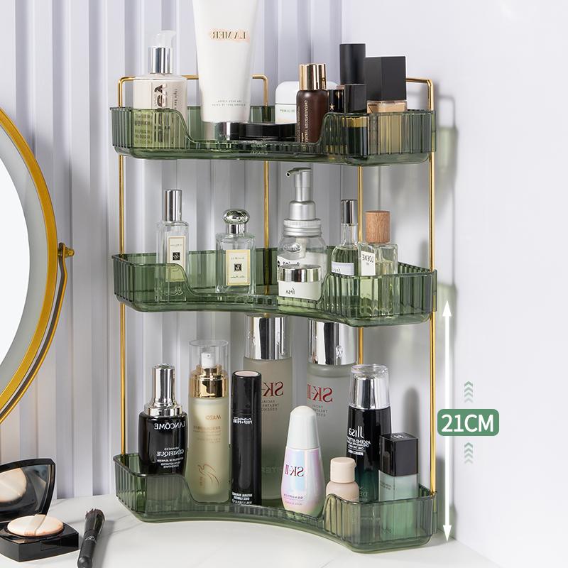 

3-layer Corner Cosmetics Organizer Makeup Storage Rack Desktop Luxury Lipstick Perfume Organizer Dress Table Shelf Storage Rack