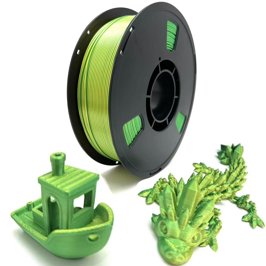 1KG 1.75mm PLA Silk Dual Color 3D Printer Filament Multiple Extruded Plastic Rods Including PETG Nylon Available Materials PPA