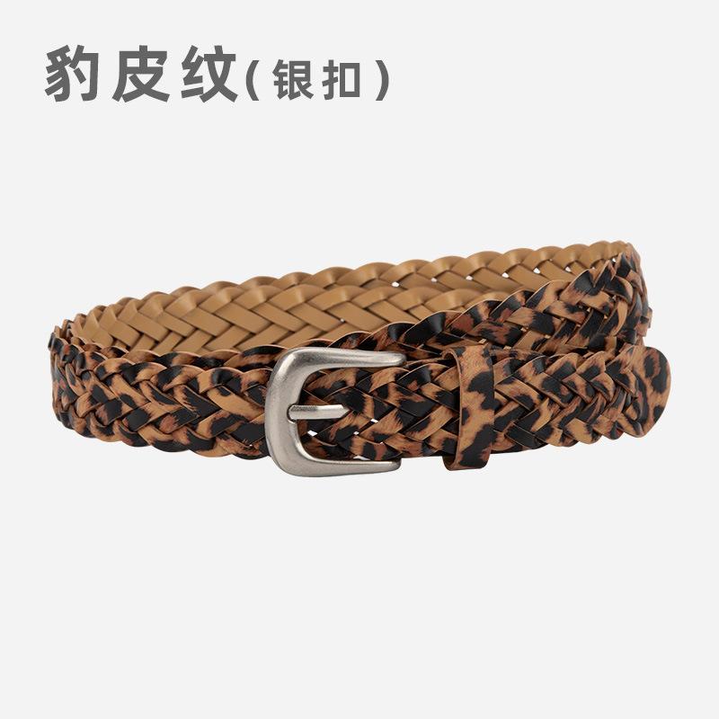 Leopardenleder gewebter Gürtel Damen Dornschließe Mode vielseitiger Trend personalisierter Damen Gürtel