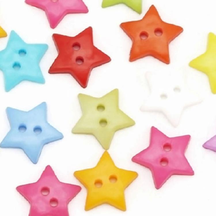 200Pcs Sewing Buttons with Two Hole Colorful Star Buttons For Handmade Crochet Craft Clothing Decorations Jewelry Making