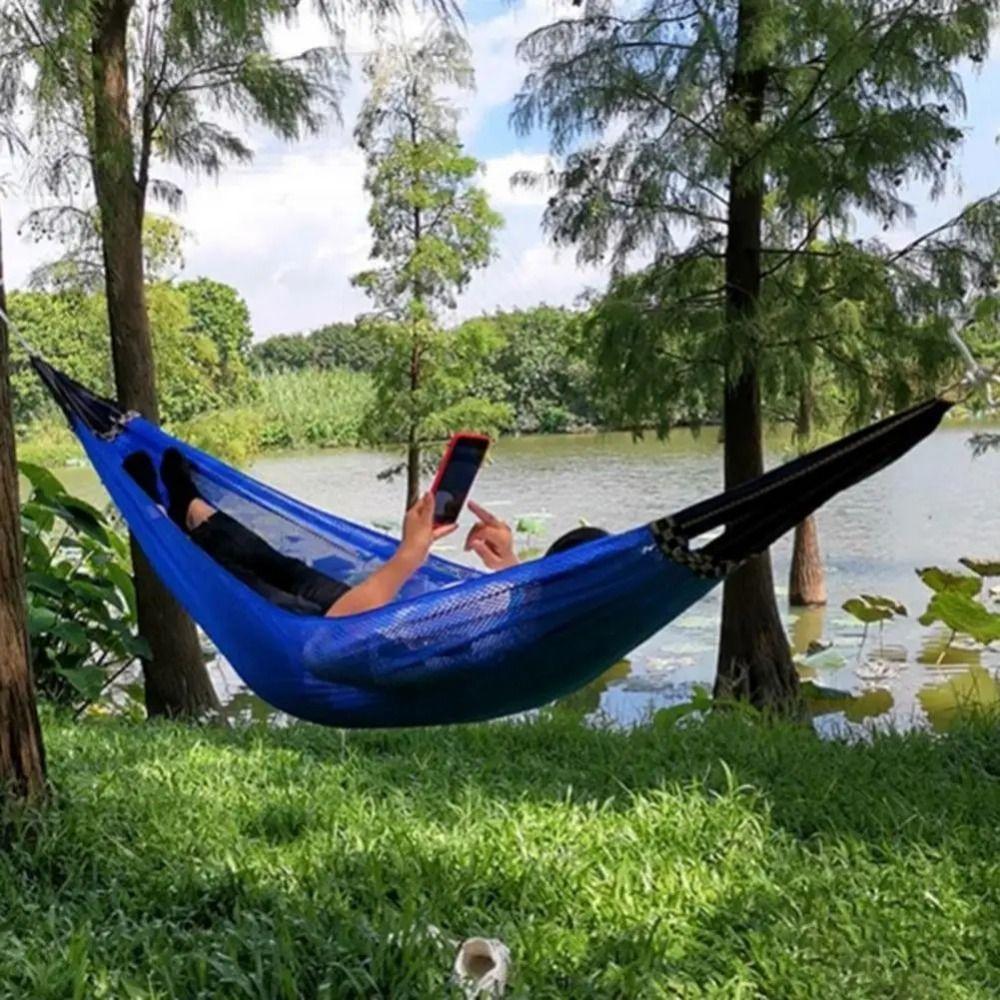 Cooling Mesh Hammock Portable Outdoor Camping Swing Sturdy Ice Silk Hanging Bed  Balcony