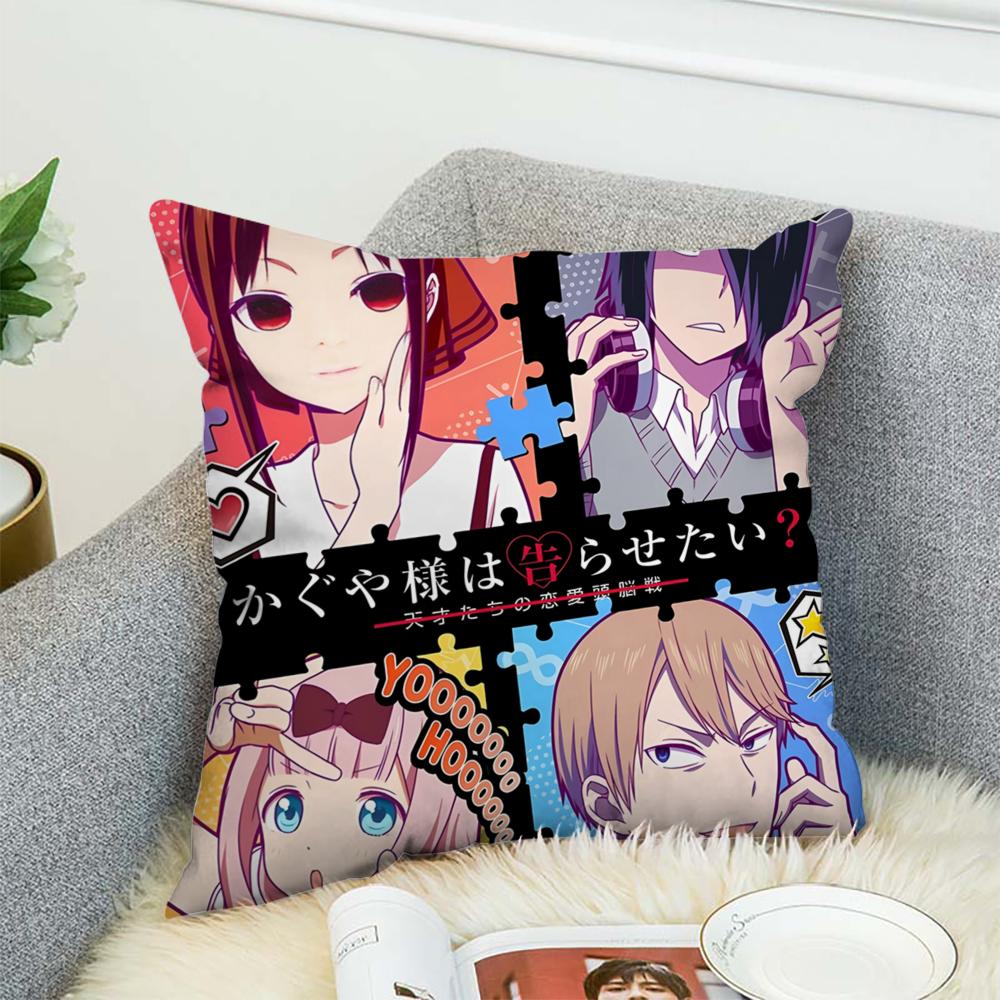 Fronha Kaguya Sama Love Is War Para Carro Sofá Decorativa Casa Estampa Dupla Face Pelúcia Quadrada Almofada de Lançamento Capa de Almofada