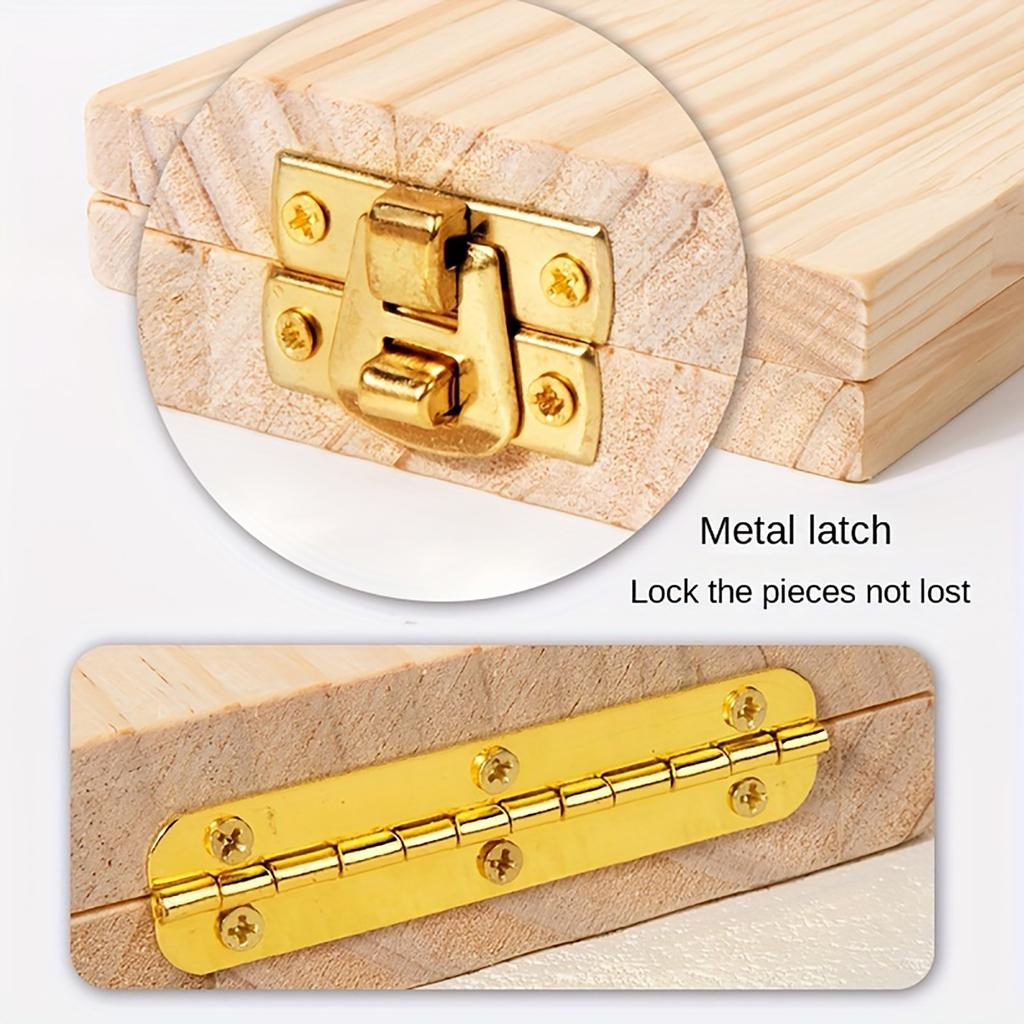 Board Game Set,Folding Wooden Board And MultiColored Glass Stones, Portable Traavel Board Game Gemstone Chess, Wooden Puzzle Toy