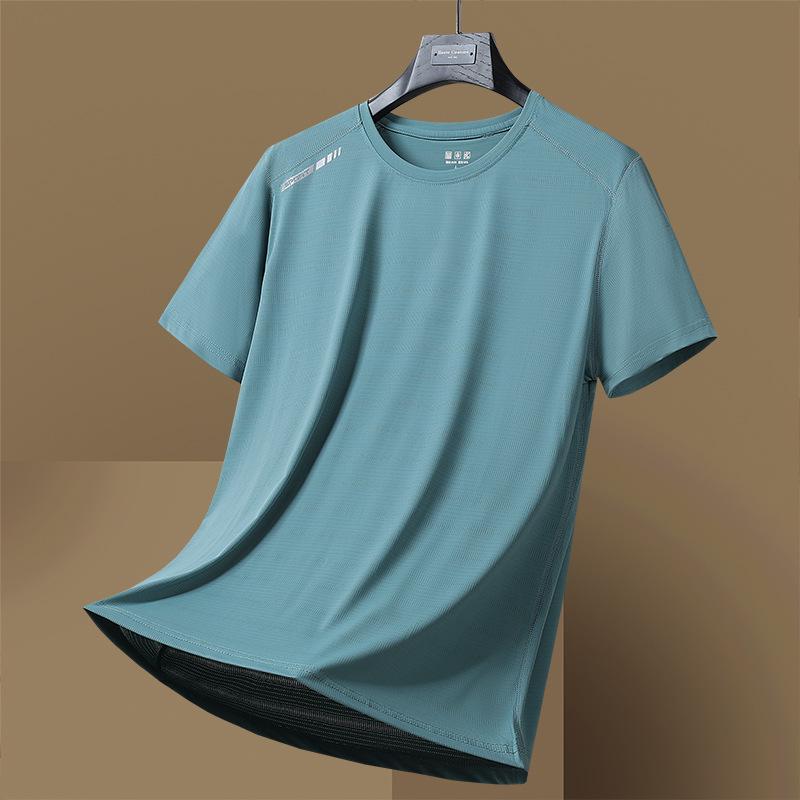 Unisex Summer Quick-Dry Ice Silk Sports T-Shirt - Breathable, Casual, Round Neck, Short Sleeve.