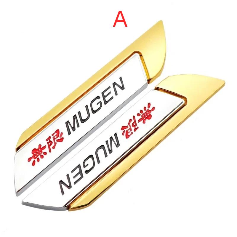 1Pairs 3D Metal MUGEN Logo Side Fender Blade Car Emblem Badge Sticker Decals A