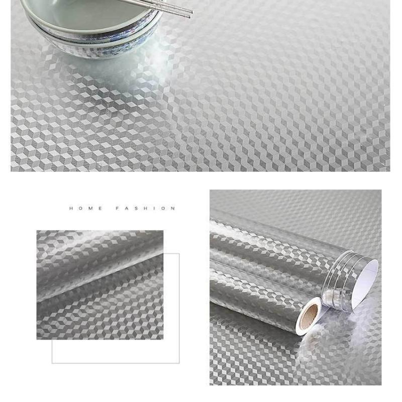Kitchen Wallpaper Self Adhesive Aluminum Foil Oil Proof Waterproof Stickers For Countertop Drawer Cabinets Shelf Line