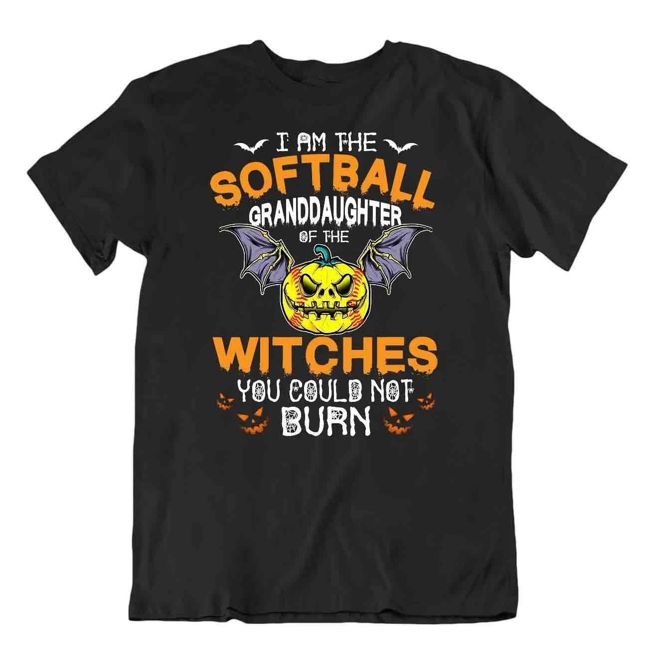 Softball Sport T-Shirt Tee Shirt Gift Cool Present Cute Funny Witch Pumpkin L