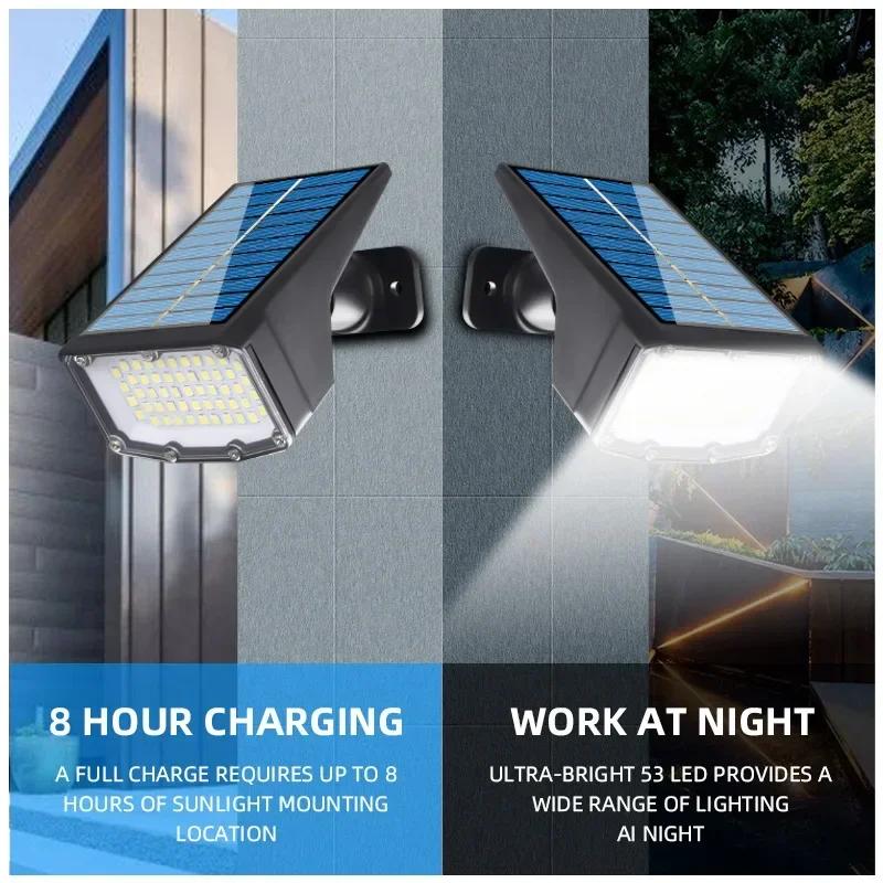2-4Pcs Solar Powered 50/53LED Lamp Adjustable Solar Spotlight In-Ground IP65 Waterproof Landscape Wall Light Outdoor Lighting