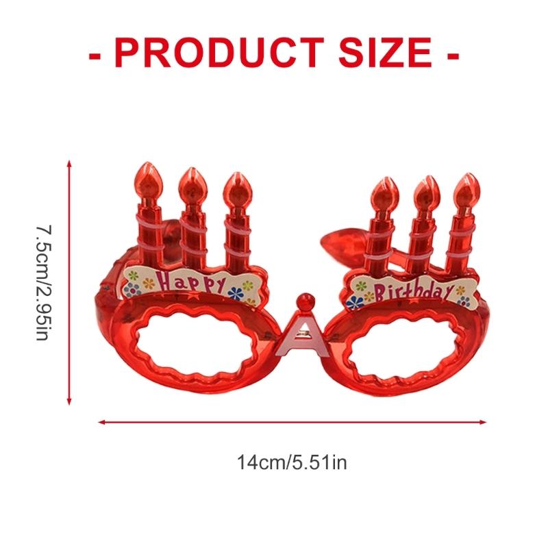 Birthday Cake Glasses LED Light Up Glasses for Kids and Adults Birthday Halloween Christmas Festival Gathering