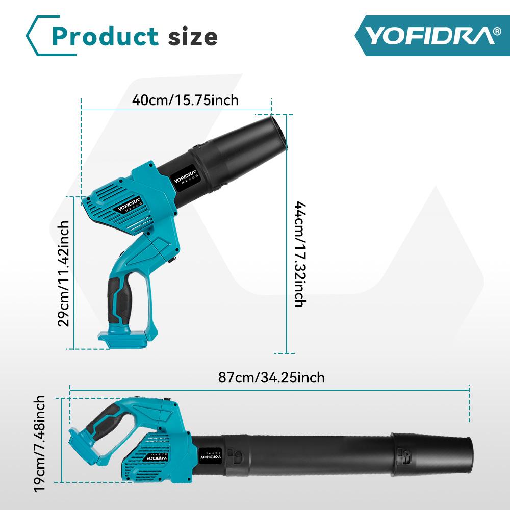 Yofidra Bürstenloser elektrischer Turbo-Gebläse 2 IN 1 Turbo-Gebläse Jet-Gebläse Laub Staub Schnee Blasen Reinigungsgerät Für Makita Akku-Pin