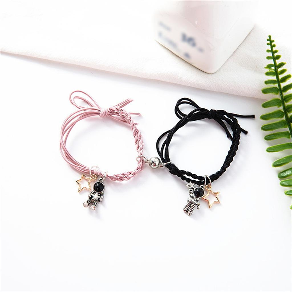 2Pcs/Set Astronaut Hollow Star Couple Bracelet For Lovers Magnetic Attract Spaceman Braided Rope Bracelets Friendship Jewelry