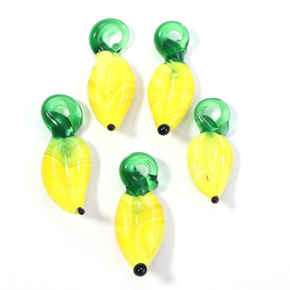 5pcs/lot Vegetables Fruit Glass Charms Pendant Lemon Watermelon Eggplant Grape Pendants For DIY Jewelry Making Necklace Earrings