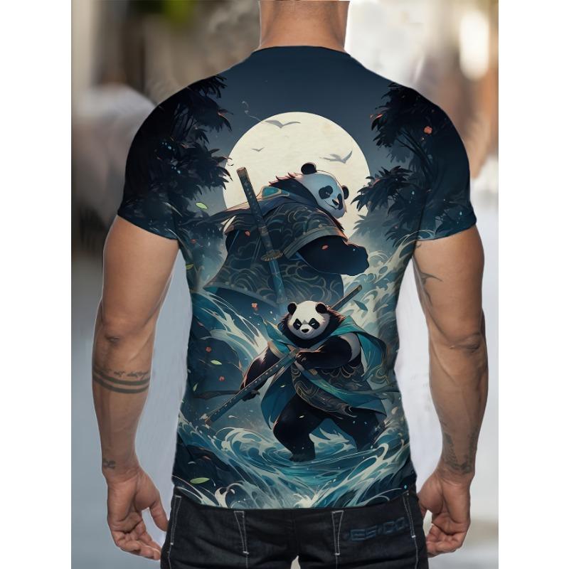 Men's Samurai Panda 3D Print T-shirt