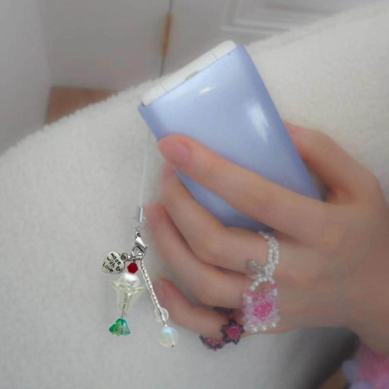 Entzückender Perlen-Schlüsselanhänger Niedlicher Schlüsselanhänger Einfaches Handy-Anti-Verlust-Lanyard Ornament Perfektes Geschenk für Freunde Familie Paare