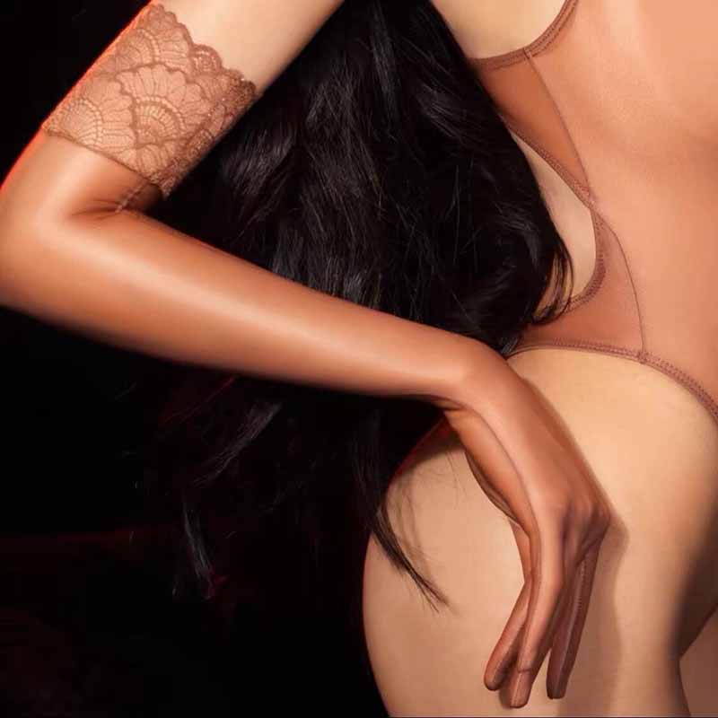 Guanti Lunghi Ultrasottili Uomo e Donna Sexy Lucidi ad Olio Guanti da Festa Cosplay Maschili Dita Intere Guanti Stretti Aurora Nightclub