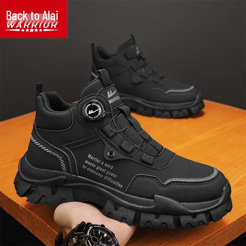 

Warrior Men s High-Top Autumn Boots with Rotating Button - Casual Hiking & Fashion Footwear 41