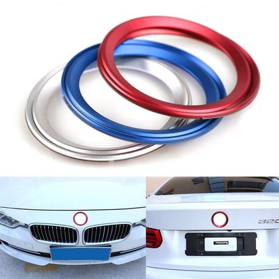 2pcs Aluminum Car Logo Ring Front Rear Brand Logo Emblem Circle  Chrome Decoration Ring For BMW 3 4 Series M3 M4