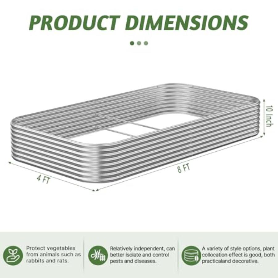 3 Pack 8x4FT Raised Beds for Gardening Corrugated Galvanized Steel Outdoor Metal Above Ground Garden Bed for Vegetables and Flo