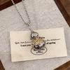 Chinese Retro Silver Gourd Necklace with Gold Hollow Carved Details - Clavicle Sweater Chain