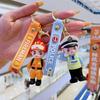 Firefighter & Traffic Police Cartoon Keychain: Cute Car Accessory & Bag Ornament Holiday Gifts.
