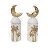 2Pcs Arabian Night Theme Resin Art Craft Miniature Coconuts Tree Moon Castles Decorative Figurine for Islamic Decors Lover