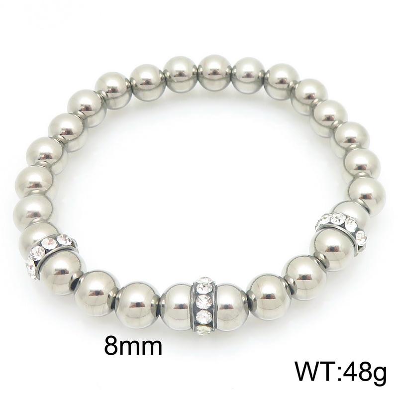 Stainless Steel Beaded Bracelet for Women Men Rhinestone Decor Stretch Fashion Jewelry Party Daily Accessory Gift