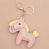 Women Leather Charms Bag Pendant KeyChain Cartoon Pony Rocking Horses Keyring Cute Animal Ornament Accessories