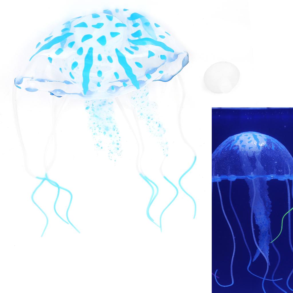 Akvarijní silikonová svítící medúza akvárium plovoucí terénní úprava ozdoba dekoracevelká velikost, modrá