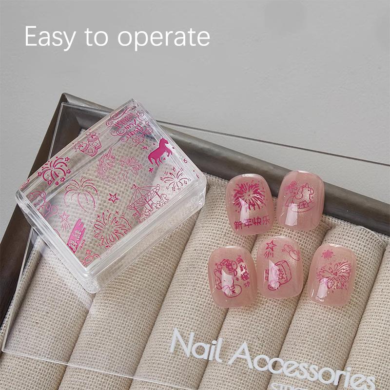 2026 Horse Year Nail Stamping Plates  Year'S Horse Snowflake Geometric Pattern Stencil Nail Art Stamps Template Nail Tools