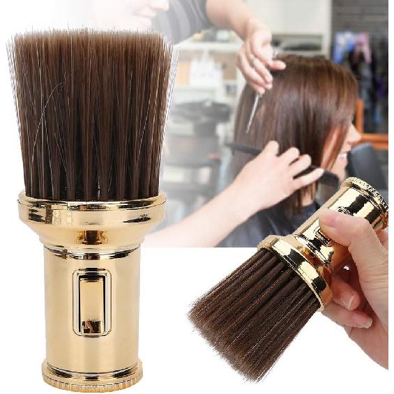 Hair Sweep, Multifunctional Neck Duster Brush Beard Shaving Brush Barber Brush for Barber Shop(Gold)