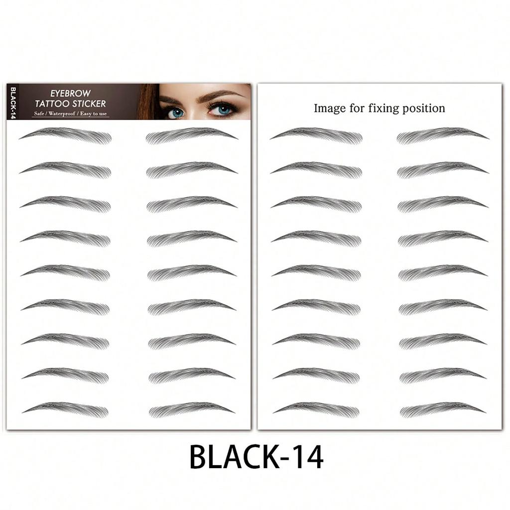 1 Sheet 6D Natural Black Brown Eyebrow Tattoo Sticker, Waterproof And Sweatproof Party Prom Dress Up Quick Makeup Disposable Temporary Eyebrow Tattoo