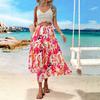 European and American Women's Skirts Summer Bohemian Floral Print Elastic Waist A Pendulum Skirt