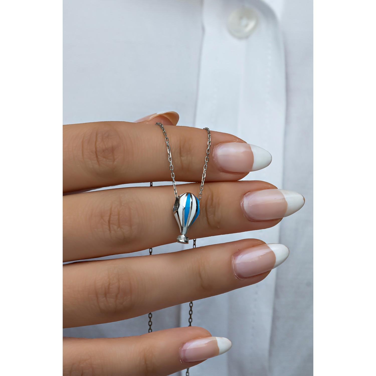 

Ожерелье из стерлингового серебра 925 пробы с 3D сине-белой эмалью