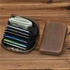 Retro VIP ID Bank Credit Card Holder Zipper Organ Wallet Slim Small Cards Cases Crazy Horse Genuine Leather Mens Handmade Card Bag