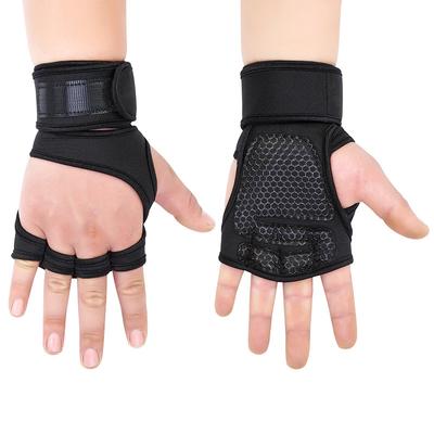 Heren Dames Halve Vinger Sportschool Fitness Gewichtheffen Halter Anti-Schok Lange Polsband Handschoenen Sport Fietsen Antislip Handschoen N29