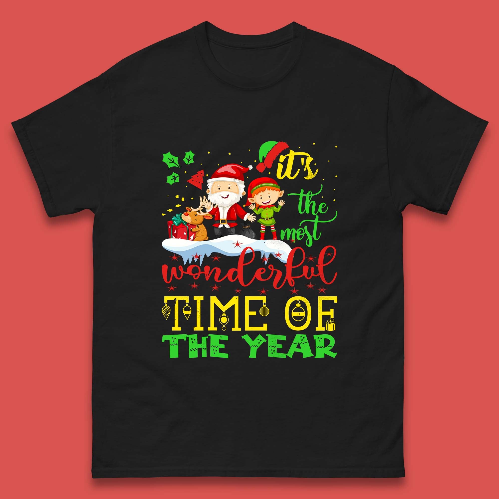 Christmas Santa, Reindeer & Elf Mens T Shirt Womens Tops Tees 2XL