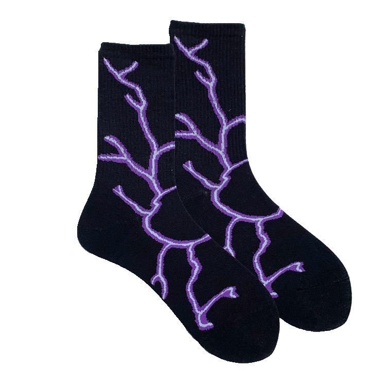 "Trendy Lightning-Stripes Unisex Mid-Tube College Style Skateboard Socks"