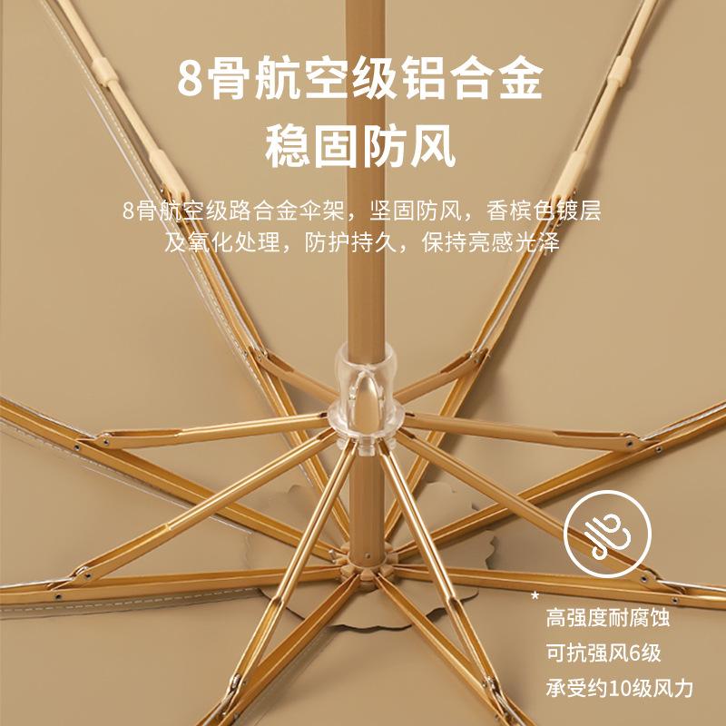 Small Fresh 8 Bone Color Glue Small Gold Hook Sun Umbrella Aluminum Alloy Skeleton Folding Parasol