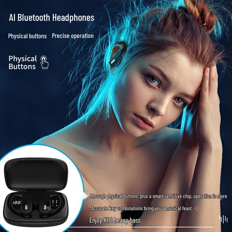 IPX5 Sports Ear-hook TWS Bluetooth 5.3 Earbuds with Digital Display Case