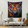 Colored glass style tiger Digital printing polyester wall tapestry suitable for use in living rooms bedrooms offices bars party