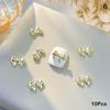 10Pcs 3D Bow Tie Ribbon Shaped Alloy Nail Accessories Gold Multi-Designs Nail Art Jewelry  Decorations Manicure Charm