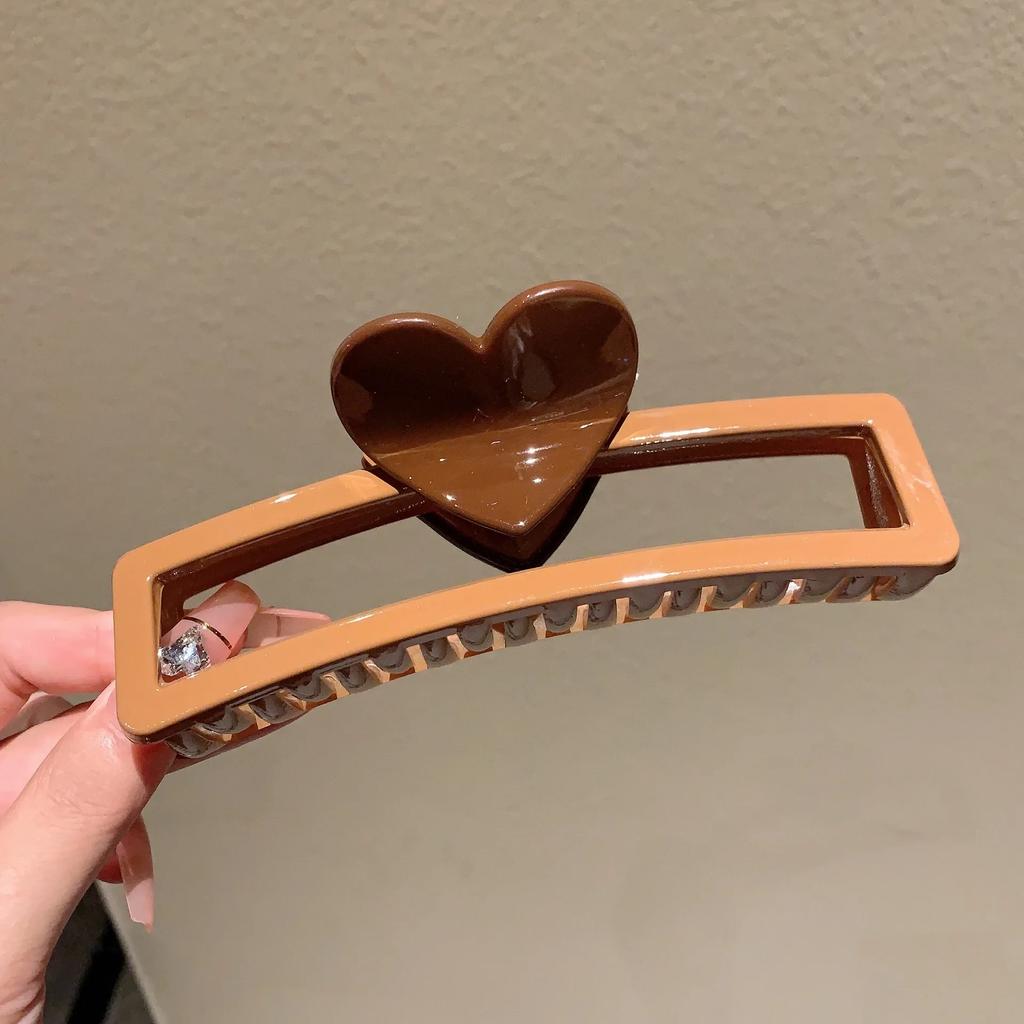 5.1in/3.3in Dopamine Colorful Love Heart Geometric Hair Claw for Women Large Size Shark Clip Thick Thin Hair Accessories Summer