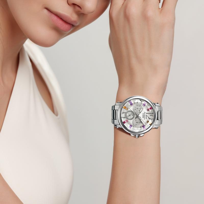 Casio SHEEN Quartz Movement Japanese and Korean Watch Women's Watch Silver Dial SHE-3035D-7A