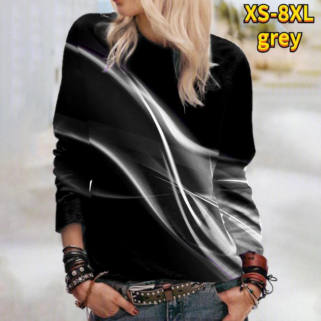 3D Baskı Mavi Yıldırım Tişörtleri Bayanlar Uzun Kollu O-Boyun Kazak Femme T-Shirt T Gömlek Kadınlar için Tops