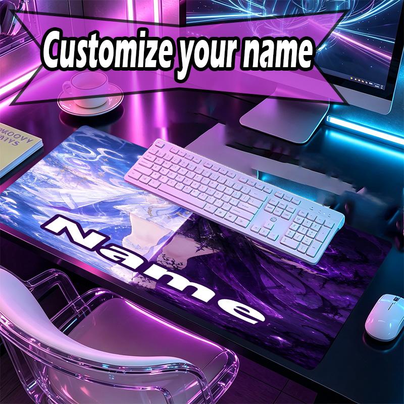 Custom Name Personalized Genshin Impact Pattern Mousepad, Laptop PC Desk Mat, Decorative Desk Mat for Home Keyboard Pad Gift